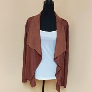 Elegant Suede Draped Women's Blazer